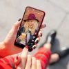 stock photo woman viewing social media content
