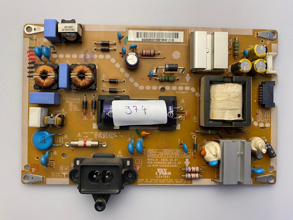 Lg 43LH570V Besleme Kartı EAX66851301 LGP43DSI-16CH1