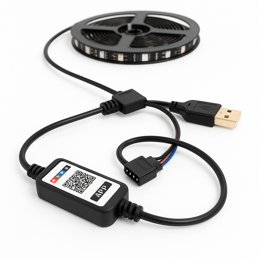 Müzik ve Sese Duyarlı TV Arkası Ambiyans RGB LED Kiti 3 Metre